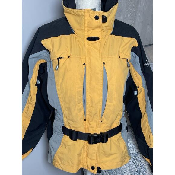 The North Face Womens Hyvent Jacket Ski Shell Yellow Size 10 Vintage Belted - Picture 3 of 8